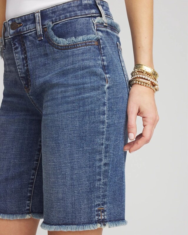 So Slimming Girlfriend Frayed Jean Shorts - image 4